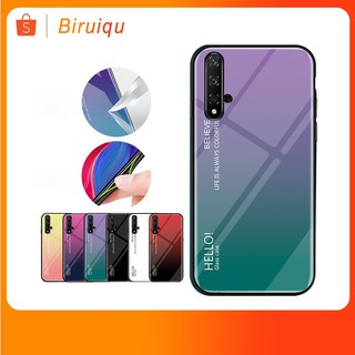 Huawei Nova 5T Case Hard Gradient Glass TPU Shockproof Full Cover Casing