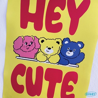 DADDY | Hey Cute Yellow Poster A3 โปสเตอร์สีเหลืองลายน้องหมีและเพื่อนๆ สุดน่ารัก