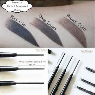 🔥🔥 ถูก/แท้/ (ครบ 2 สี) ดินสอเขียนคิ้วหัวเล็ก เมอร์เรซกา Merrezca Perfect Brow Pencil ดินสอเขียนคิ้ว ขนาด 1.5 มม.