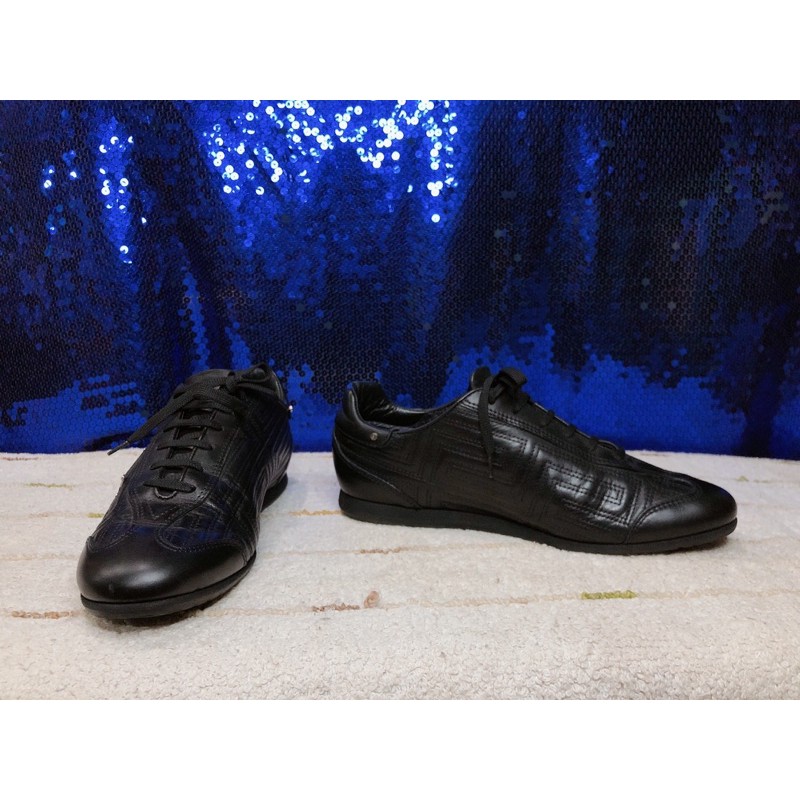 gianni-versace-black-leather-shoes-men-s-แท้