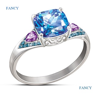 Fancy แหวนหิน ทรงสี่เหลี่ยม เรียบง่าย สีฟ้า สไตล์มินิมอล สีชมพู สําหรับผู้หญิง