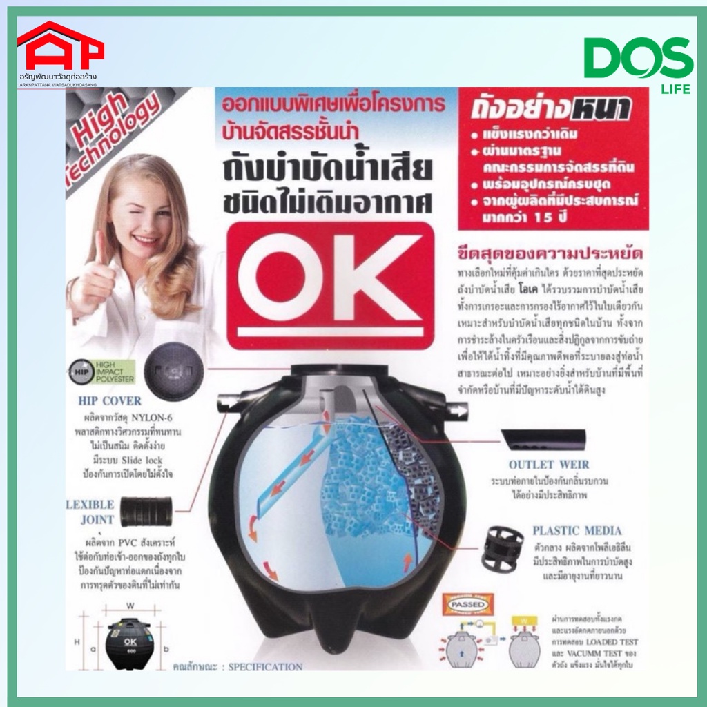 ถังบำบัดน้ำเสีย-dos-ok-st-24-bk-ชนิดไม่เติมอากาศ