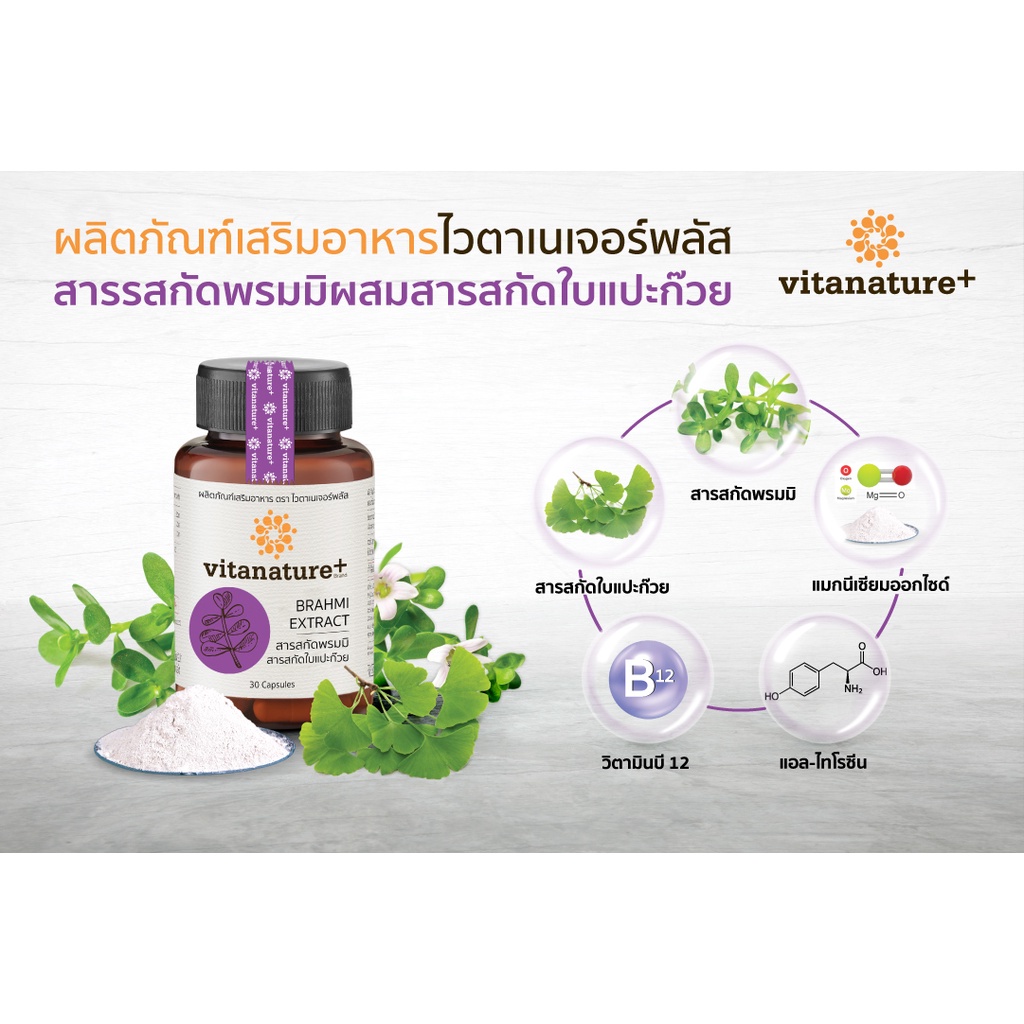 ภาพสินค้าVitanature+ สารสกัดพรมมิ ผสมสารสกัดใบแปะก๊วย อาหารเสริมบำรุงสมอง และความจำ 7 กระปุก จากร้าน rsmallofficial บน Shopee ภาพที่ 3