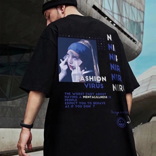 เสื้อยืดแขนสั้น ทรงหลวม ขนาดใหญ่ แฟชั่นฤดูร้อน สไตล์สตรีท สําหรับผู้ชาย
