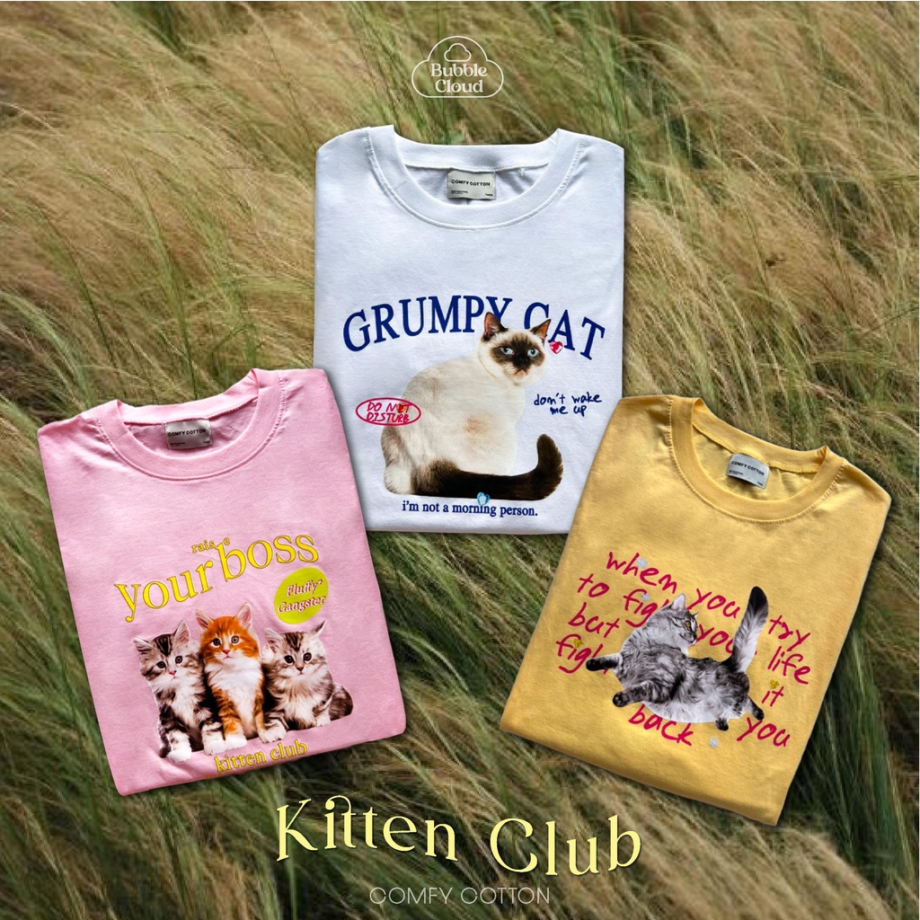 เสื้อยืด-เสื้อยืดโอเวอร์ไซส์-kitten-club-set-comfy-cotton