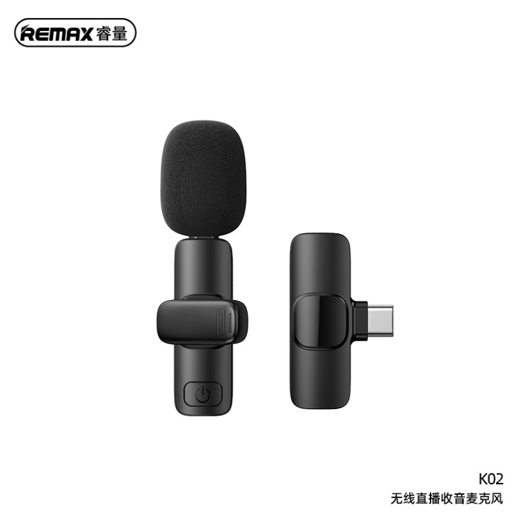 new-remax-k02-ไมโครโฟนไร้สาย-ip-type-c-ไมโครโฟนหนีบปกเสื้อ-wriless-live-stream-microphone-พร้อมส่ง