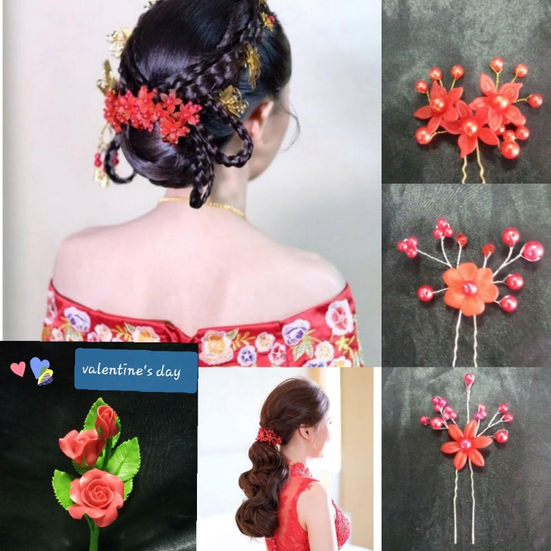 catดอกไม้สีแดงสไตล์จีน-เกาหลี-ญี่ปุ่น-น่ารัก-ต้อนรับตรุษจีน-หวาน-สง่า-สีแดงสดใส-พร้อมรับวาเลน์ไทน์