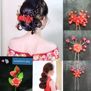 Catดอกไม้สีแดงสไตล์จีน เกาหลี ญี่ปุ่น น่ารัก ต้อนรับตรุษจีน หวาน สง่า สีแดงสดใส พร้อมรับวาเลน์ไทน์🌹♥️