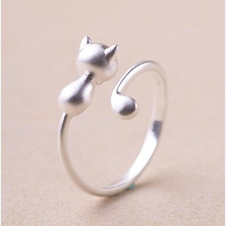 แหวนแฟชั่นน่ารัก ชุบเงิน 925 ลายแมวน่ารัก ของขวัญสุดน่ารักสำหรับสาวๆ