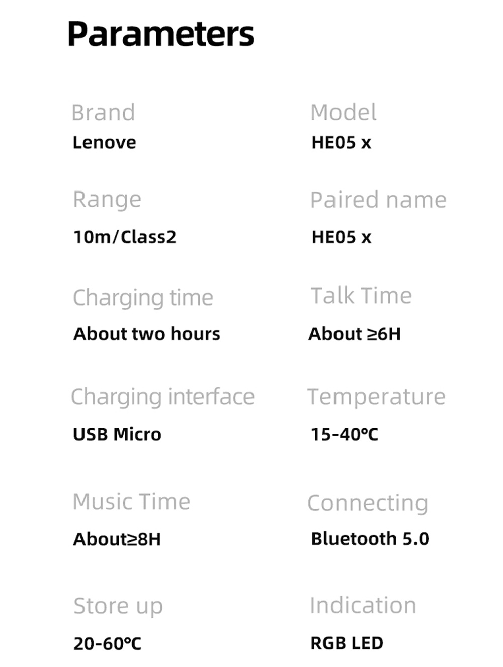 มุมมองเพิ่มเติมของสินค้า Lenovo HE05X  หูฟังบลูทูธไร้สาย Bluetooth 5.0 And Ipx5 Waterproof