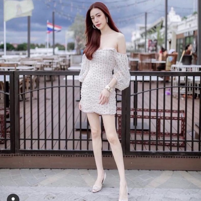 เดรงย้น-แขนพองผ้ามุ้งจุด