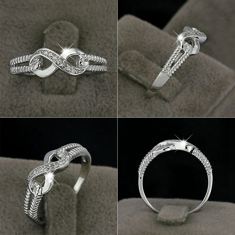 ภาพหน้าปกสินค้าของแท้ 925 เงินสเตอร์ลิงแหวนเครื่องประดับสำหรับงานแต่งงาน Lady 8 รูป Infinity แหวนของขวัญ จากร้าน kuhong.th บน Shopee