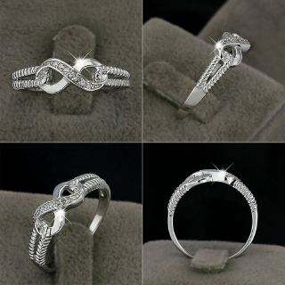 ภาพขนาดย่อของภาพหน้าปกสินค้าของแท้ 925 เงินสเตอร์ลิงแหวนเครื่องประดับสำหรับงานแต่งงาน Lady 8 รูป Infinity แหวนของขวัญ จากร้าน kuhong.th บน Shopee