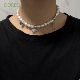 Doreen สร้อยคอจี้ไข่มุกสไตล์เกาหลีเครื่องประดับแฟชั่น Unisex หลากสี