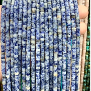 โซดาไลท์ Sodalite สีอ่อน ทรงกระบอกสั้น 2*4 mm เส้นยาว เกรด A