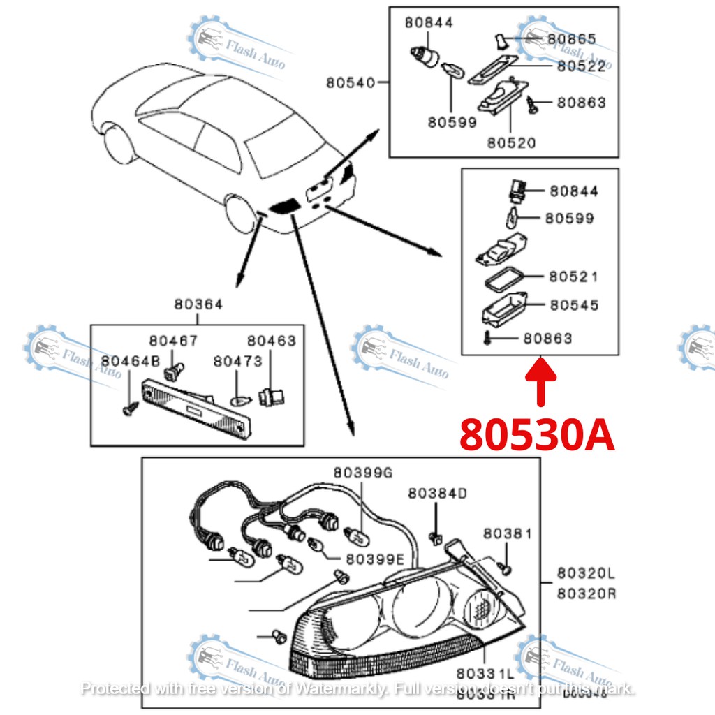 mitsubishi-lancer-evo-x-inspira-ไฟติดป้ายทะเบียนด้านหลัง-80530a-pcs-1