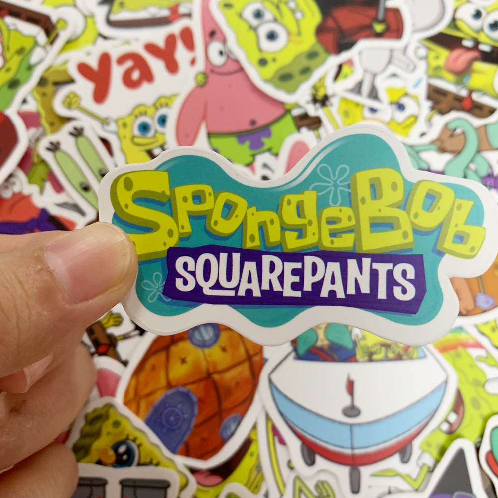 spongebob-squarepants-sticker-50-แผ่น-พีวีซี-กันน้ำ-สติ๊กเกอร์-usa-cartoon