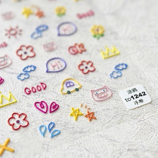 【Coral SEA】กราฟฟิตีสาย สติกเกอร์เล็บ เล็บ ตกแต่งเล็บ to1242
