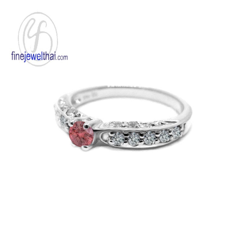 finejewelthai-แหวนทับทิม-ทับทิม-แหวนพลอย-แหวนcz-แหวนเงินแท้-พลอยประจำเดือนเกิด-ruby-silver-ring-birthstone-r1294rb