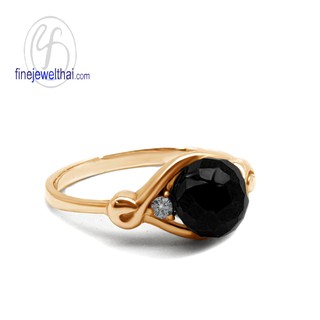 Finejewelthai แหวน-นิลแท้-แหวนเงิน-แหวนนิล-แหวนประจำเดือนเกิด-Onyx-Silver-Ring - R1365on-pg