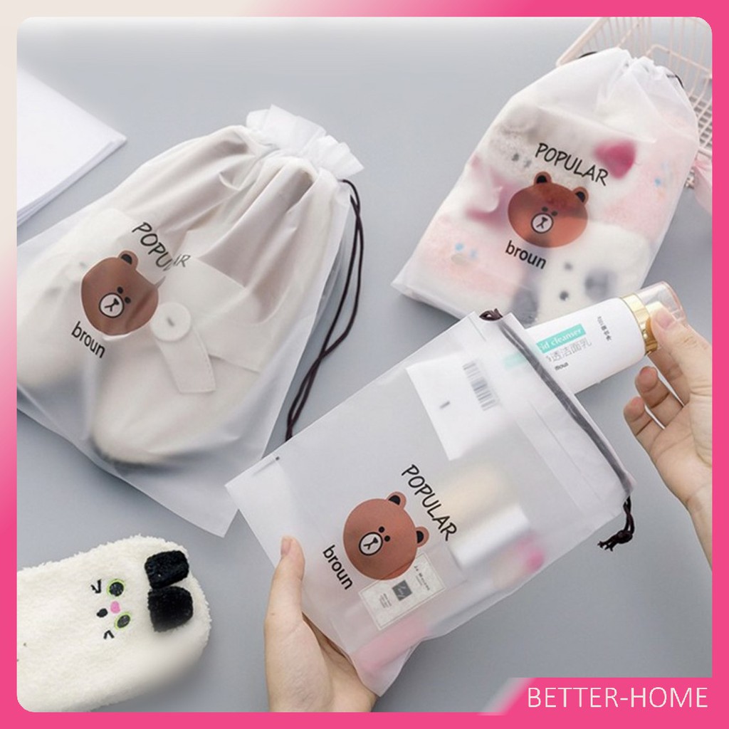 กระเป๋าเก็บเครื่องสำอาง-กระเป๋าหูรูด-ลายการ์ตูน-ถุงหมีบราวน์-กระเป๋าใส่เครื่องเขียน-multi-purpose-bag