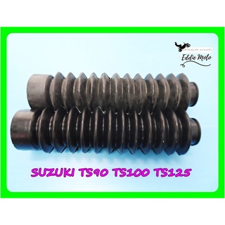 FRONT FORK RUBBER BOOT "BLACK" for SUZUKI TS90 TS100 TS125 // ยางหุ้มโช๊ค ซูซูกิ สีดำ ไม่มีลวดรัดปลาย สินค้าคุณภาพดี