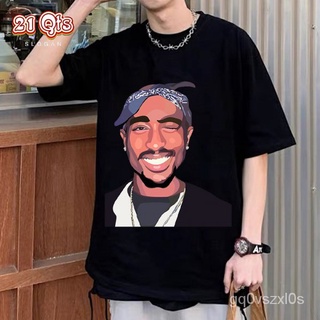 คอลูกเรือเสื้อยืดคอกลม#/^21 สินค้าเดิม /เสื้อยืด/ซีรีส์แร็พ/ซีรีส์ 2pac&amp;ภาพสีน้ำมันและรอยยิ้ม/สีดำ&amp;สีขาว/$ผ้าฝ้ายแท้