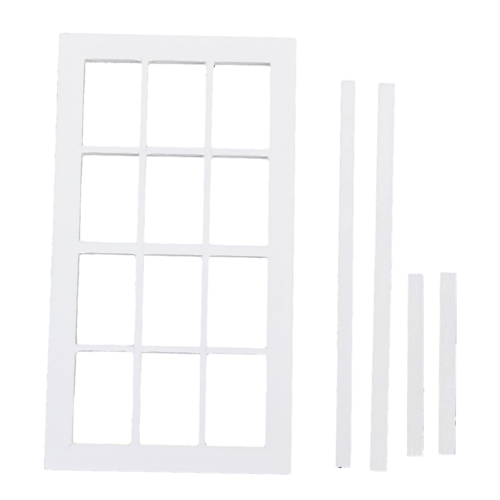 1-12-scale-dolls-house-miniature-wooden-12-pane-window-frame-white