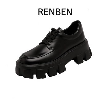 สินค้า RENBEN  รองเท้าหนังสีดำเล็กๆน้อยๆที่มีสไตล์อังกฤษ