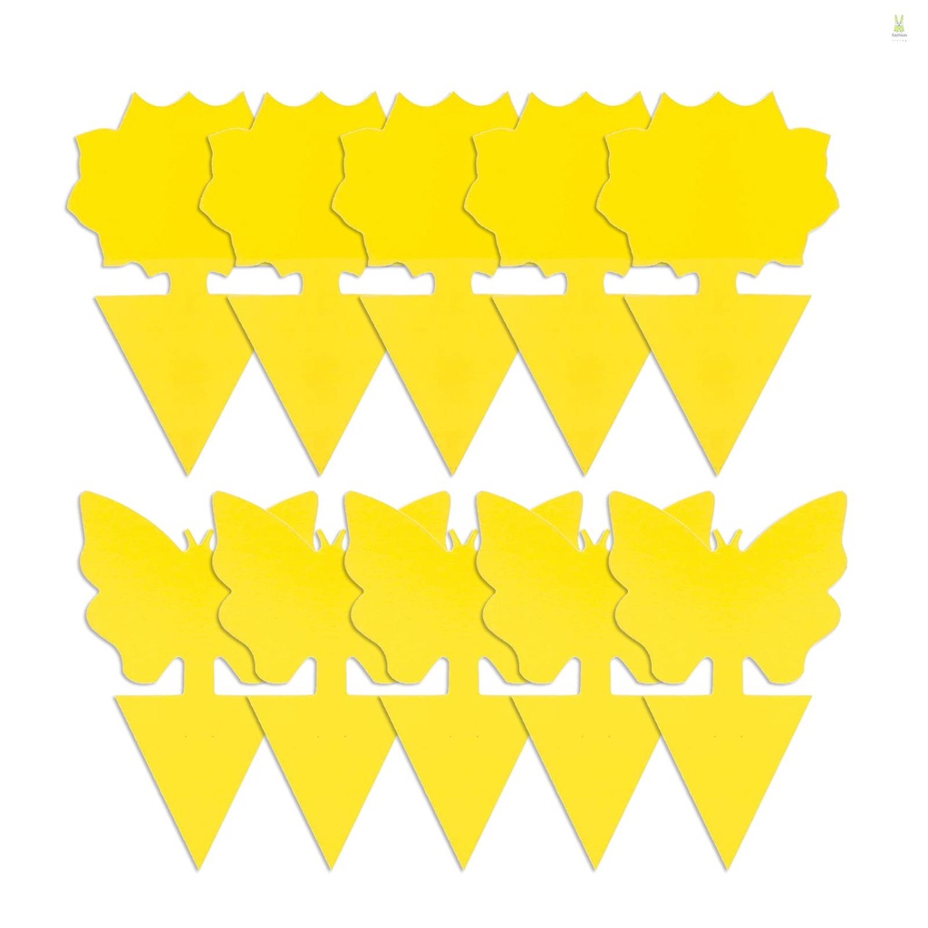 flt-กับดักจับเชื้อรา-แมลงบิน-สีเหลืองสดใส-พร้อมกาว-สําหรับพืชในร่ม-กลางแจ้ง-10-ชิ้น