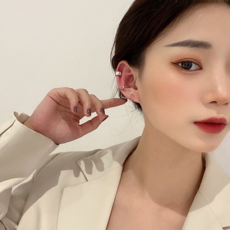 ต่างหูหนีบเซต3ชิ้น-หัวใจ-สองเส้น-และเรียบ-earcuff