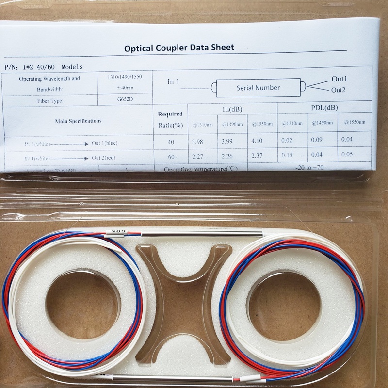 50:50 Fiber Optic FBT Splitter 1x2 Coupler Splitter without Connector ...