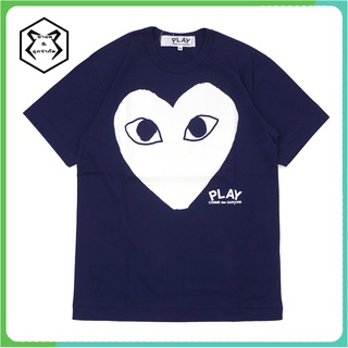 Comme Des Garcons Cdg Play เสื้อยืดผ้าฝ้ายแขนสั้นพิมพ์ลายหัวใจเสื้อยืดลาย