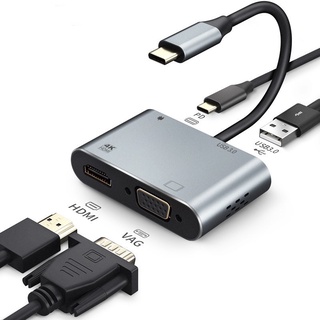 USB C to HDMI Adapter 4K Type-C to HDMI / VGA / Audio / USB 3.0 Port + USB C Female Port Converter