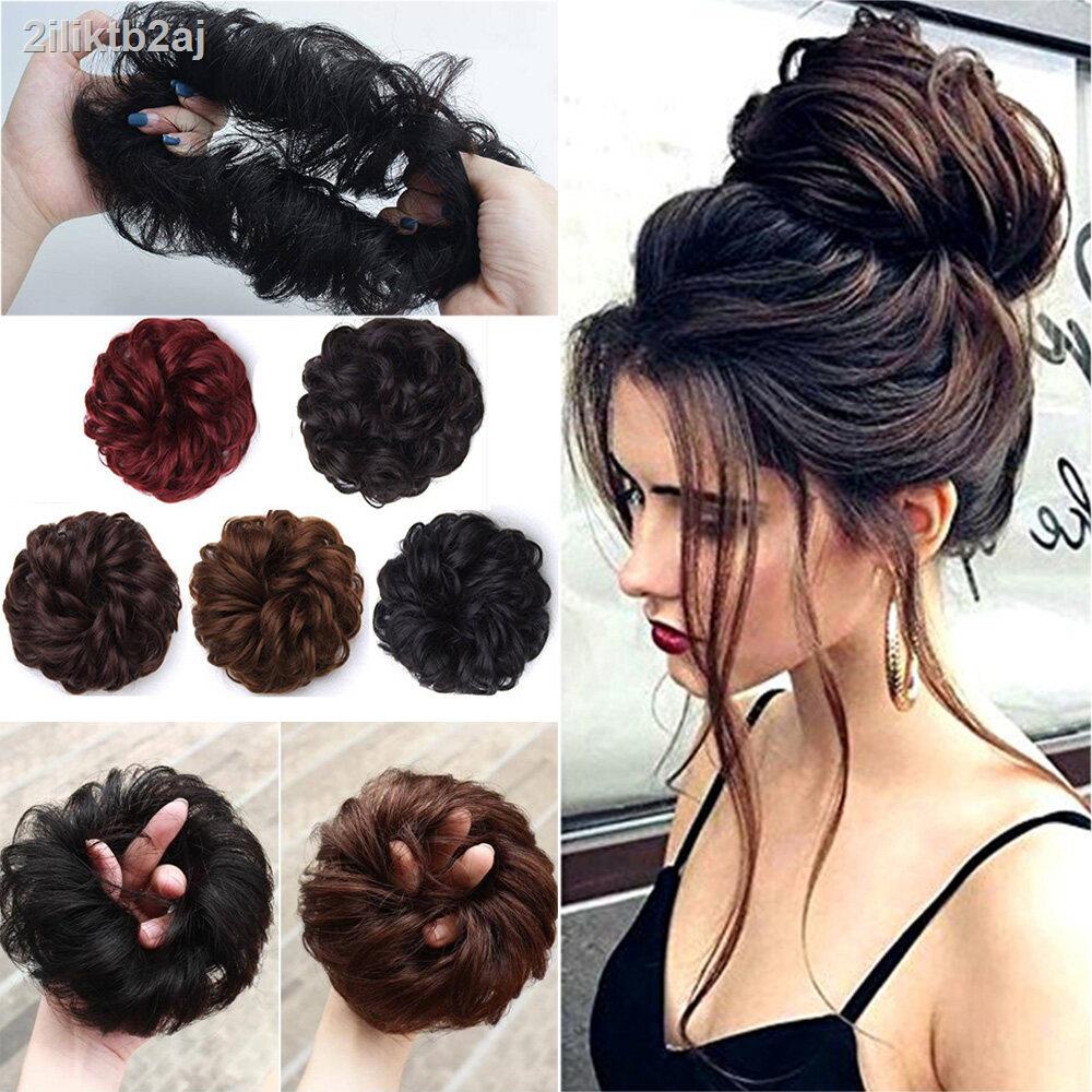 brown-black-rubber-band-drawstring-curly-hairpieces-elastic-band-curly-chignon-synthetic-hair-messy-hair-donut-bun