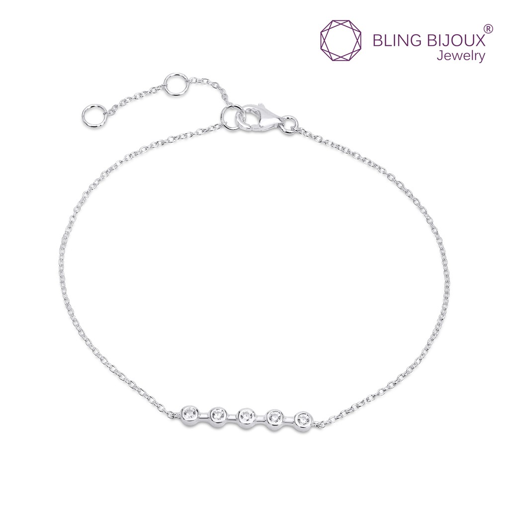 bling-bijoux-สร้อยข้อมือ-เงินแท้-925-minimal-style-ปรับขนาดได้-ยาว-14-5-cm-ตกแต่งด้วยเพชร-cz-เรียบง่าย-สวยสไตล์เกาหลี