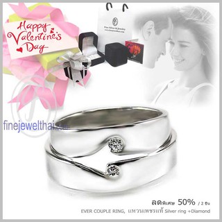 Finejewelthai-แหวนคู่ แหวนเงิน แหวนเพชร แหวนแต่งงาน แหวนหมั้น / couple Silver Diamond Ring-wedding-ring-Valentine Gift8