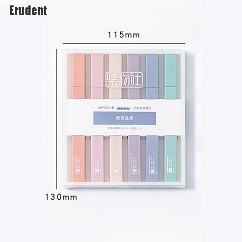 erudent-เครื่องเขียน-ปากกามาร์กเกอร์ไฮไลท์-สีลูกกวาดเรืองแสง-6-ชิ้น-ชุด