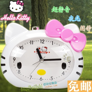 นาฬิกาปลุก นาฬิกาตั้งโต๊ะ นาฬิกา Clocksโบว์HELLO KITTYพิเศษที่เงียบสงบLEDส่องสว่างเด็กนักเรียนหญิงการ์ตูนน่ารักนาฬิกาปลุ