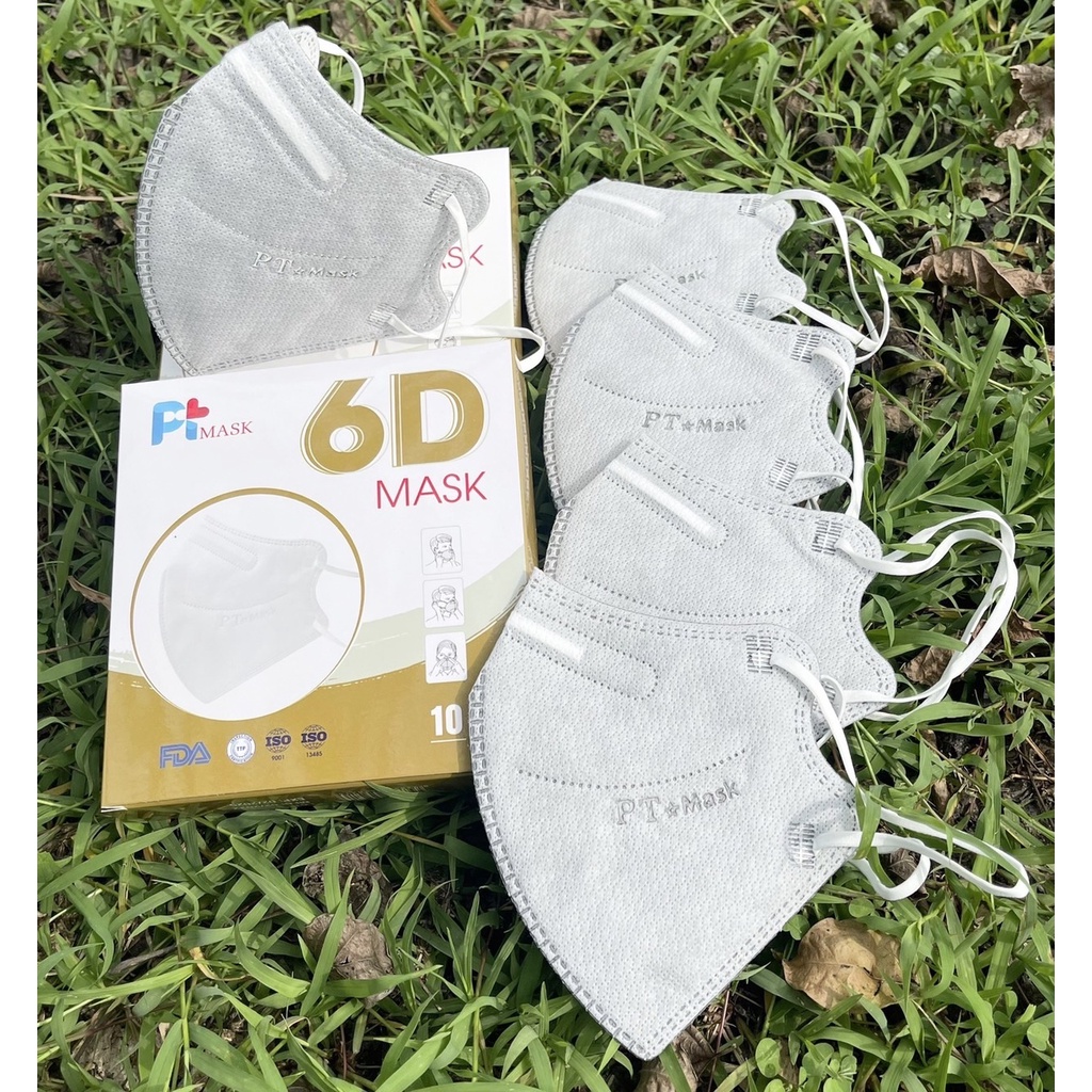 ขายยกลัง-หน้ากากอนามัย-pt-mask-6d-รุ่นใหม่ล่าสุด-สินค้าผ่านการรับรอง-iso-9001-13485-1-กล่อง-10-ชิ้น