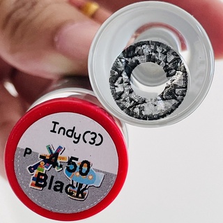 Indy(3) Black คอนแทคเลนส์ บิ๊กอายส์ สีดำ บิ๊กอาย Bigeyes ตาโต Contact lens Pitchy ฝาแดง ค่าสายตา สายตาสั้น สายตา -4.50