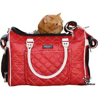 Bag Carrier - Doggydolly กระเป๋าแฟชั่นสำหรับใส่หมาแมว  กระเป๋าสะพายผ้าร่ม - PC203 สีแดง