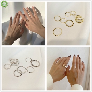 Cod Qipin ชุดแหวน สีทอง สีเงิน สําหรับผู้หญิง 7 ชิ้น