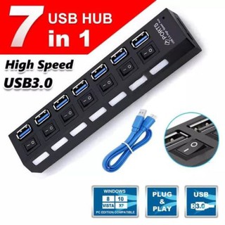 USB 3.0 HUB Combo Splitter 4 / 7 Port USB Switch High Speed ON / OFF Mini 2 In 1 ตัวเพิ่มช่อง ยูเอสบี