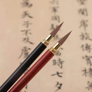 แปรงพู่กันจีนแบบดั้งเดิมระดับมืออาชีพทำจากไม้จันทน์มีหมวกปากกาขนหมาป่าสำหรับเขียนทรัมเป็ตการเขียน毛笔