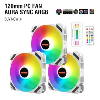 Coolmoon RGB Fan AURA SYNC 5v 3pin PC Cooler ARGB 4pin PWM PC 120mm Fan White