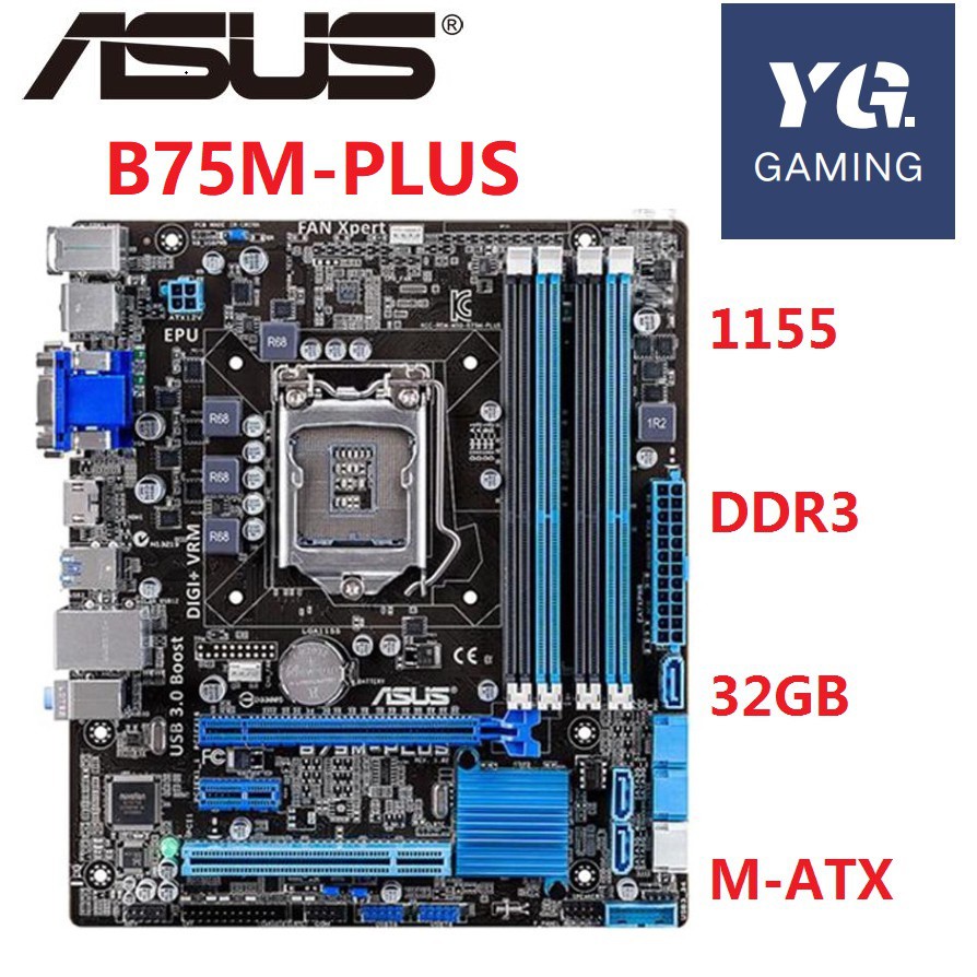 Asus B75MPLUS Desktop Motherboard B75 Socket LGA 1155 i3 i5 i7 DDR3