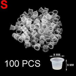 จุกใส่หมึกสัก 100ชิ้น ขนาด S จุกหมึก จุดใส่สีสัก Disposable Plastic Tattoo Ink Cup Pigment Holder 100 Piece Size S