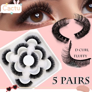 CACTU 5Pairs Cruelty-free D Curl Mix Style Fluffy Russian D Radians False Eyelashes Short Lashes Women Beauty Handmade Eyelash Extension 3D Mink Hair