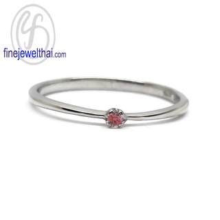 Finejewelthai-แหวนทับทิม-ทับทิม-แหวนพลอย-แหวนเงินแท้-พลอยประจำเดือนเกิด-Ruby-Silver-Ring-Birthstone-R1360rb